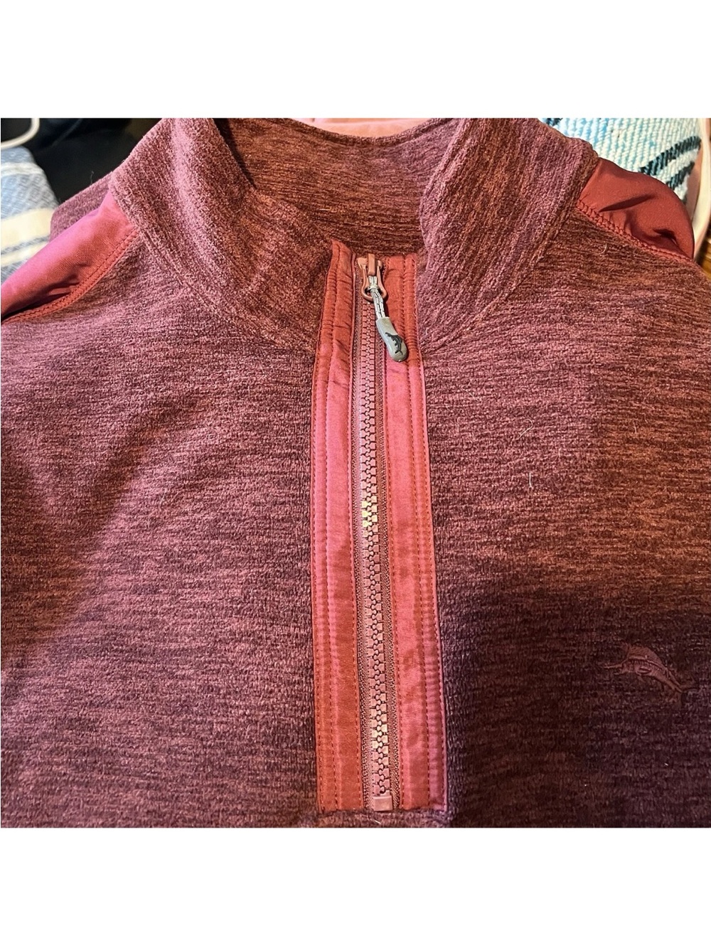 Tommy Bahama Men's Half-Zip two tone Maroon Pullover w/ deep front pockets